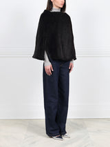 The Valerie Knitted Sheared Mink Fur Poncho