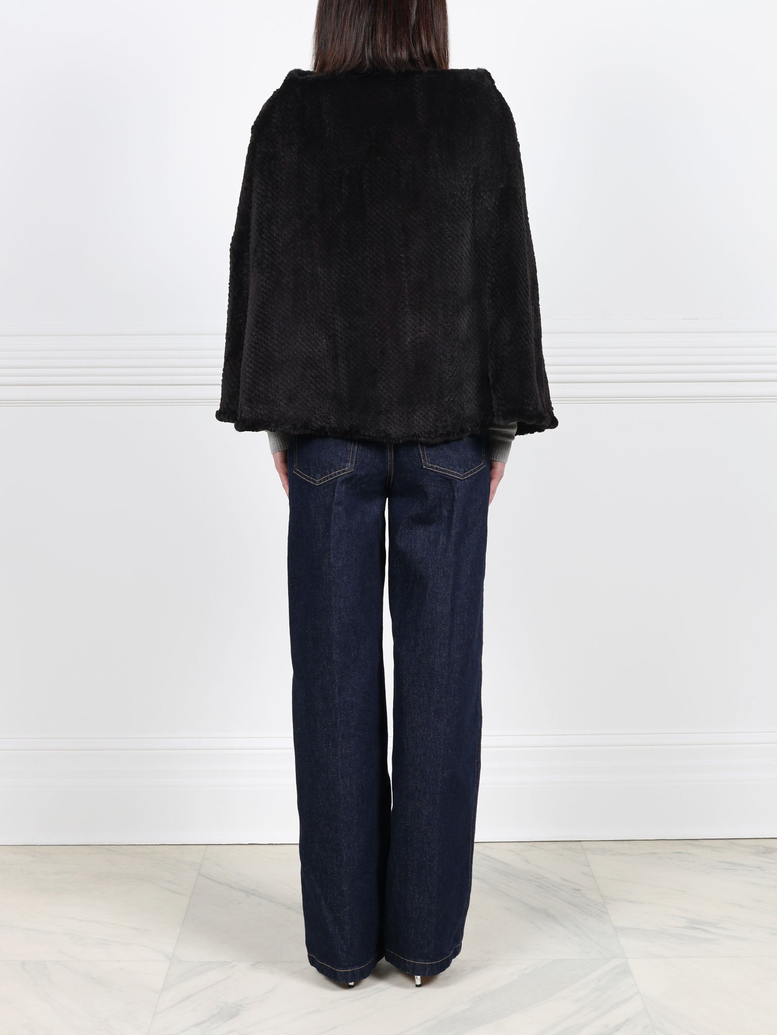 The Valerie Knitted Sheared Mink Fur Poncho