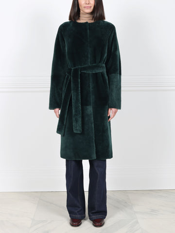 The Marilyn Reversible Belted Shearling Coat