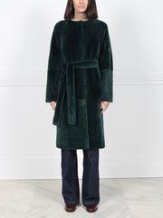 The Marilyn Reversible Belted Shearling Coat