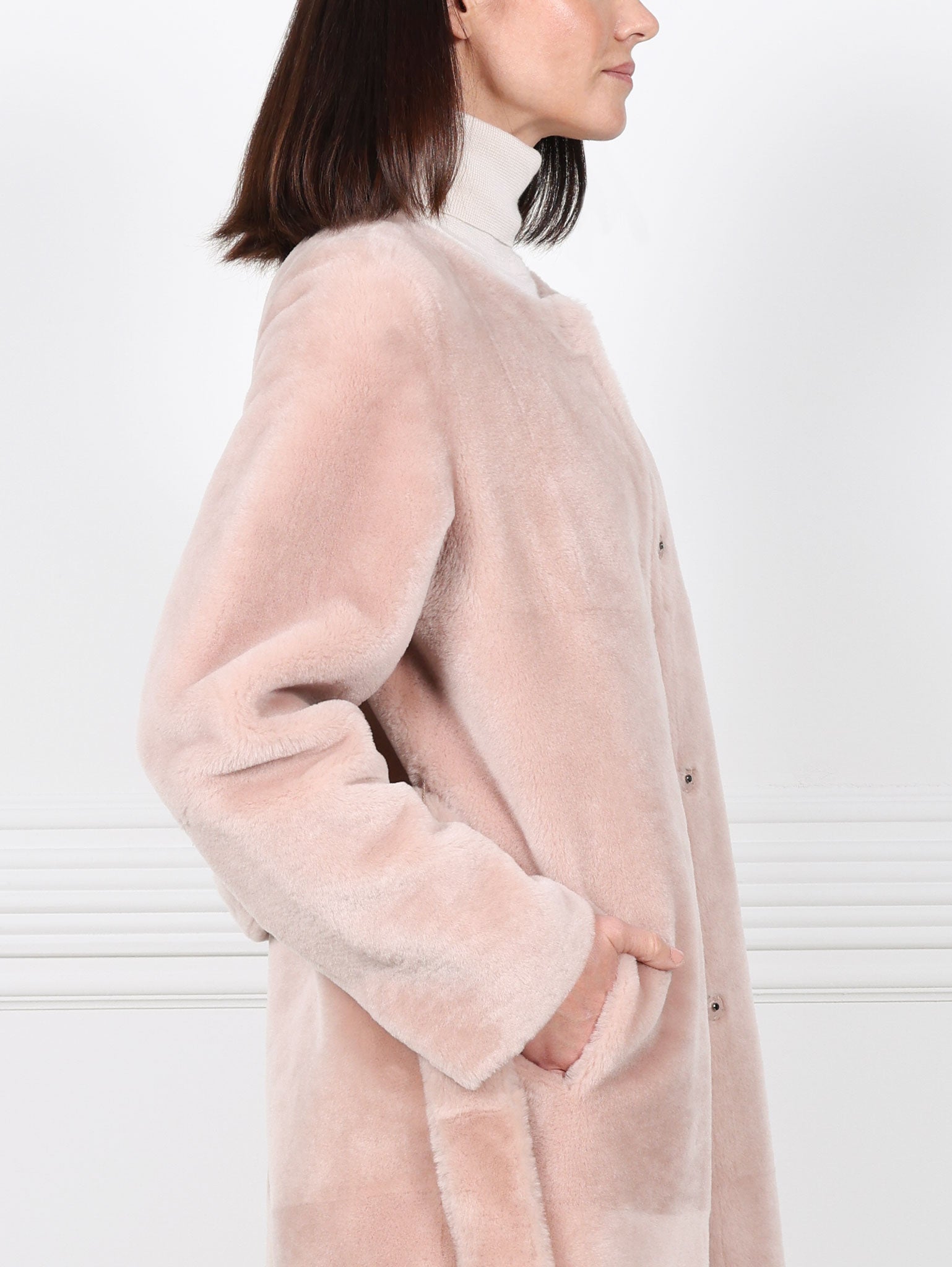 The Marilyn Reversible Belted Shearling Coat