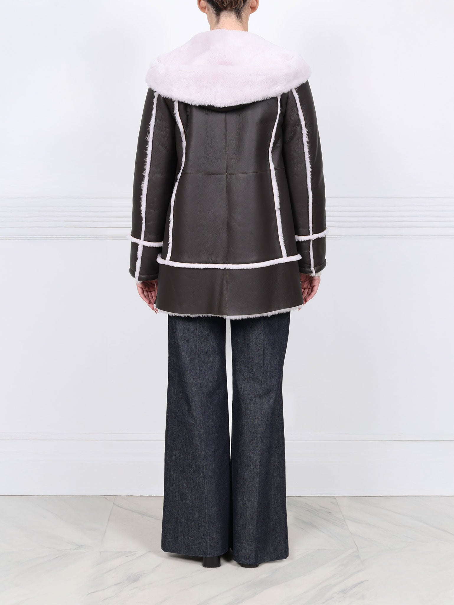 Hooded Shearling Coat With Toggles