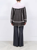 Hooded Shearling Coat With Toggles
