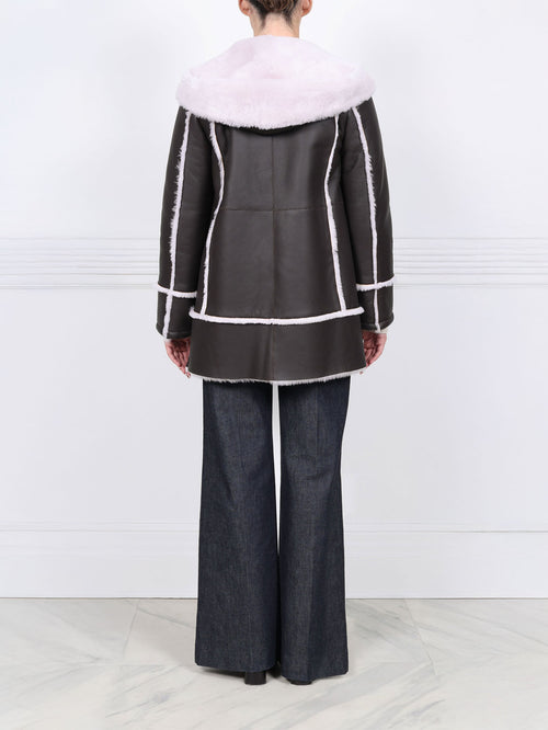 Hooded Shearling Coat With Toggles