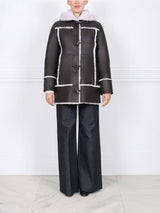 Hooded Shearling Coat With Toggles