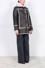 Hooded Shearling Coat With Toggles