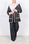 Hooded Shearling Coat With Toggles