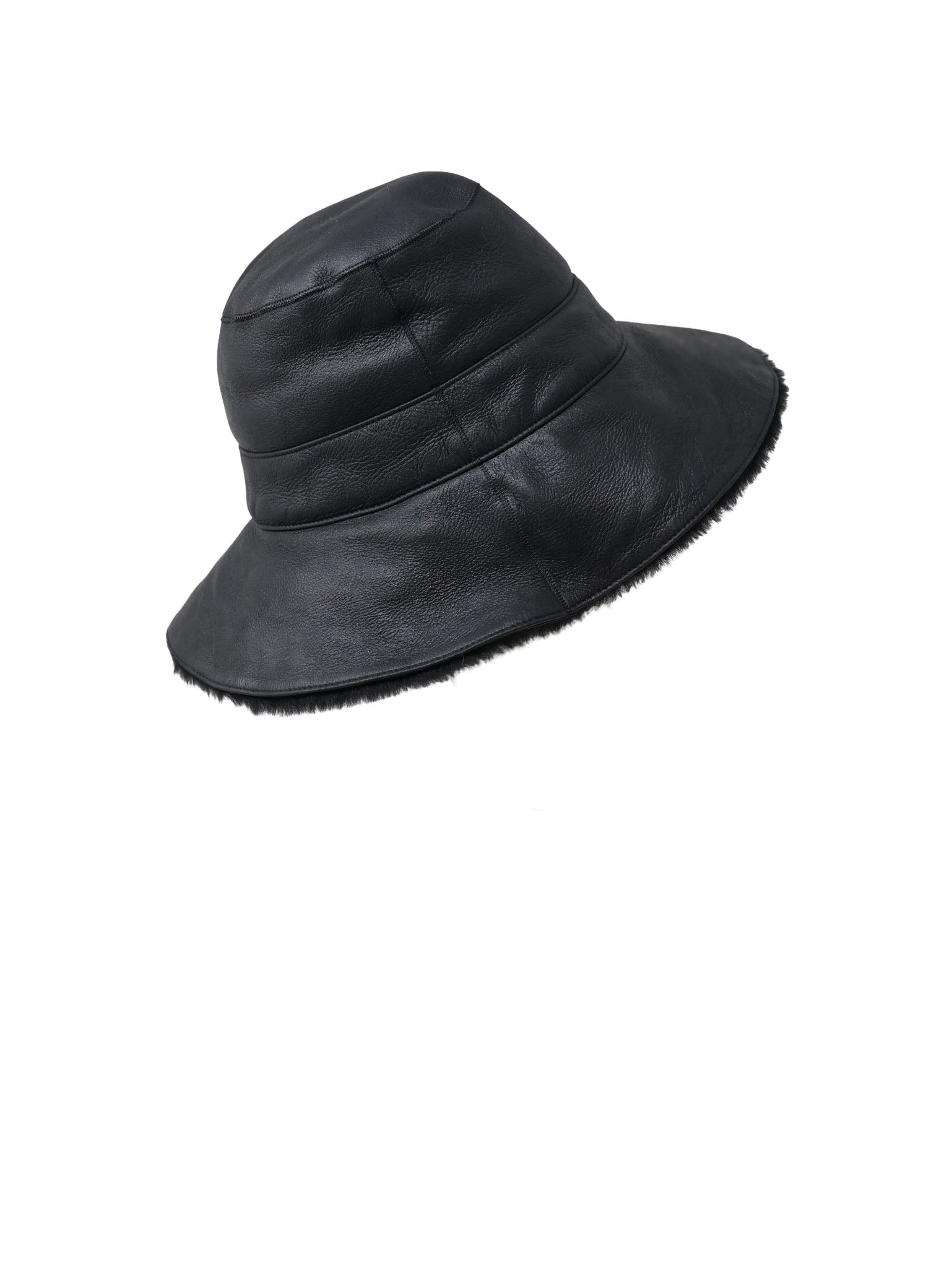 Leather Out Shearling Bucket Hat