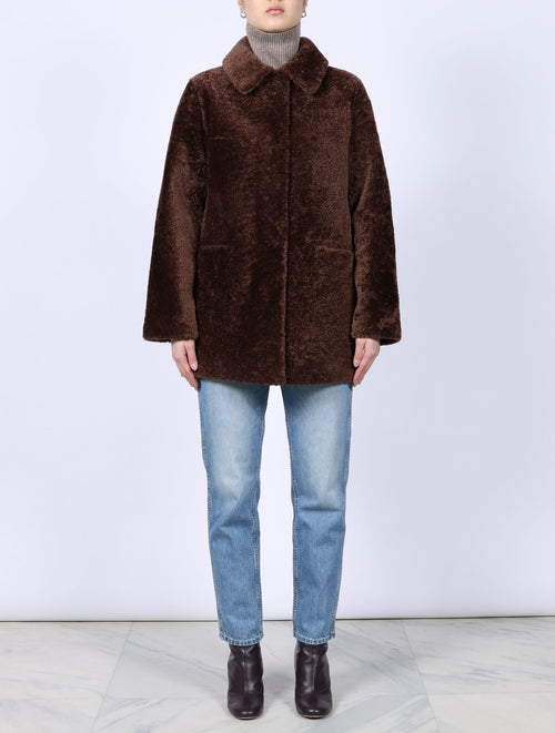 The Stasia Reversible Patent Shearling Jacket