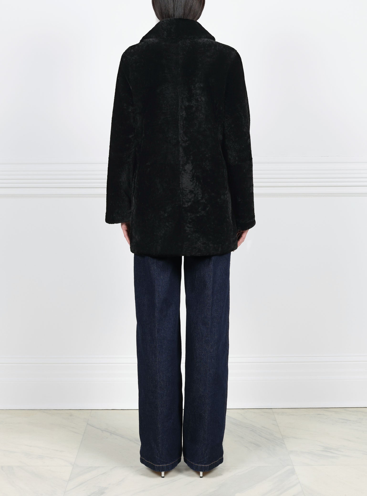 The Stasia Reversible Patent Shearling Jacket