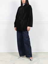 The Stasia Reversible Patent Shearling Jacket