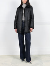 The Stasia Reversible Patent Shearling Jacket