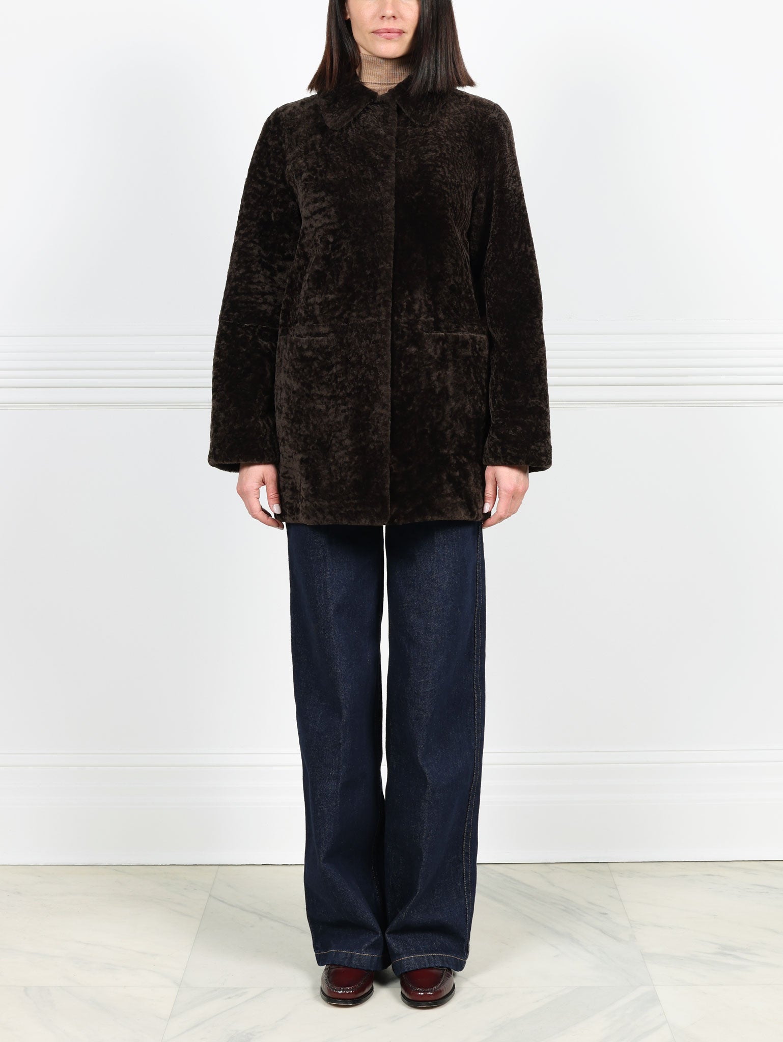 The Stasia Reversible Patent Shearling Jacket