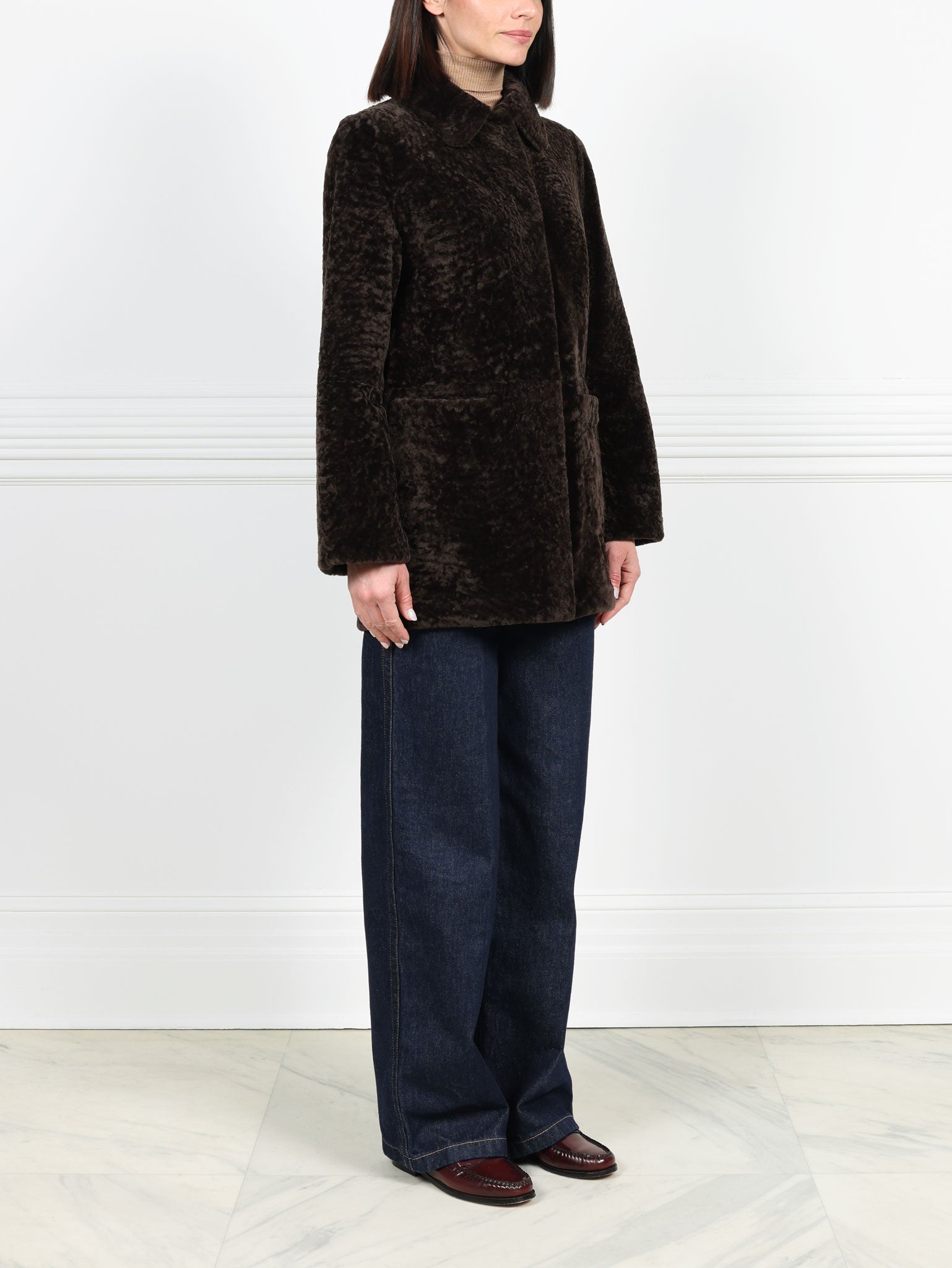 The Stasia Reversible Patent Shearling Jacket