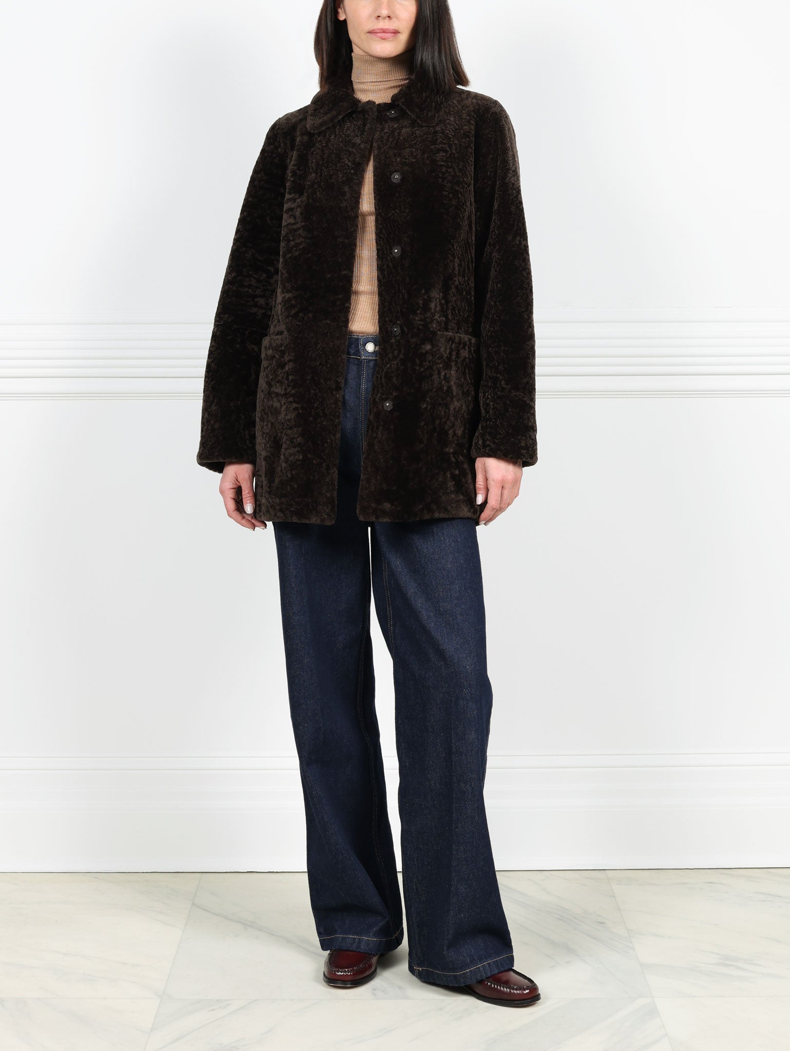 The Stasia Reversible Patent Shearling Jacket