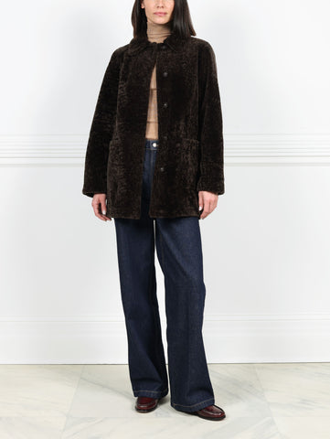 The Stasia Reversible Patent Shearling Jacket