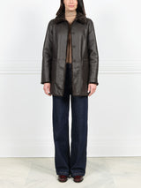 The Stasia Reversible Patent Shearling Jacket