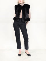 The Emma Black Leather & Fox Cropped Vest