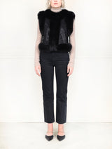 The Emma Black Leather & Fox Cropped Vest