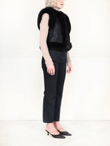 The Emma Black Leather & Fox Cropped Vest