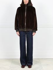 The Amanda Mink Hooded Bomber Jacket