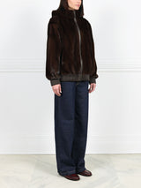 The Amanda Mink Hooded Bomber Jacket