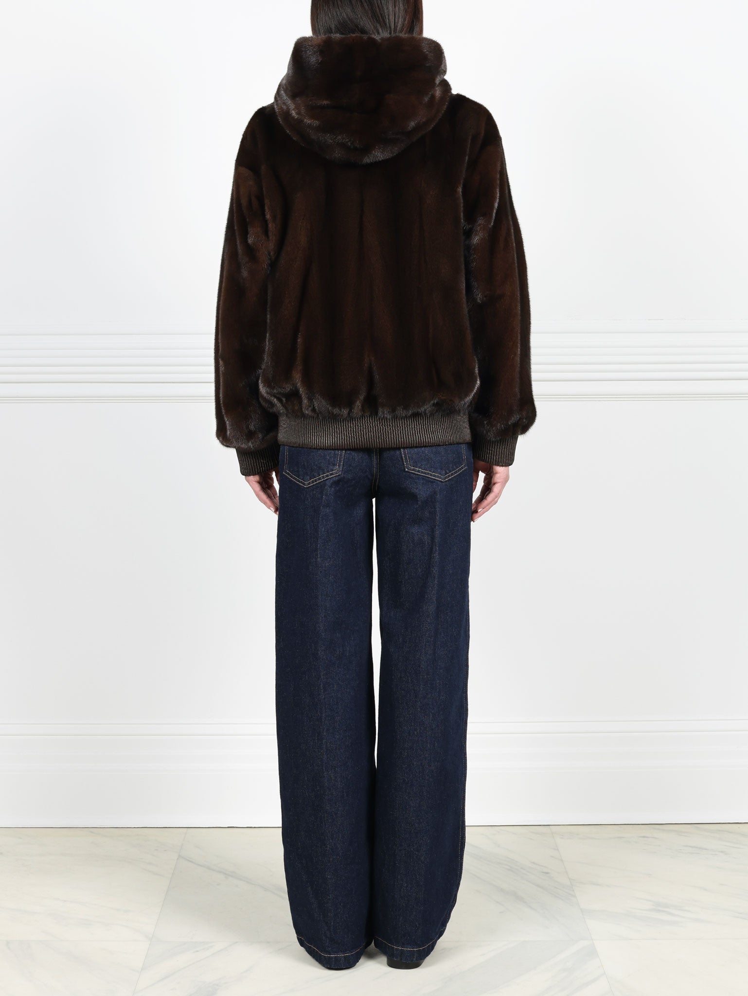 The Amanda Mink Hooded Bomber Jacket