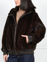 The Amanda Mink Hooded Bomber Jacket