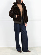 The Amanda Mink Hooded Bomber Jacket
