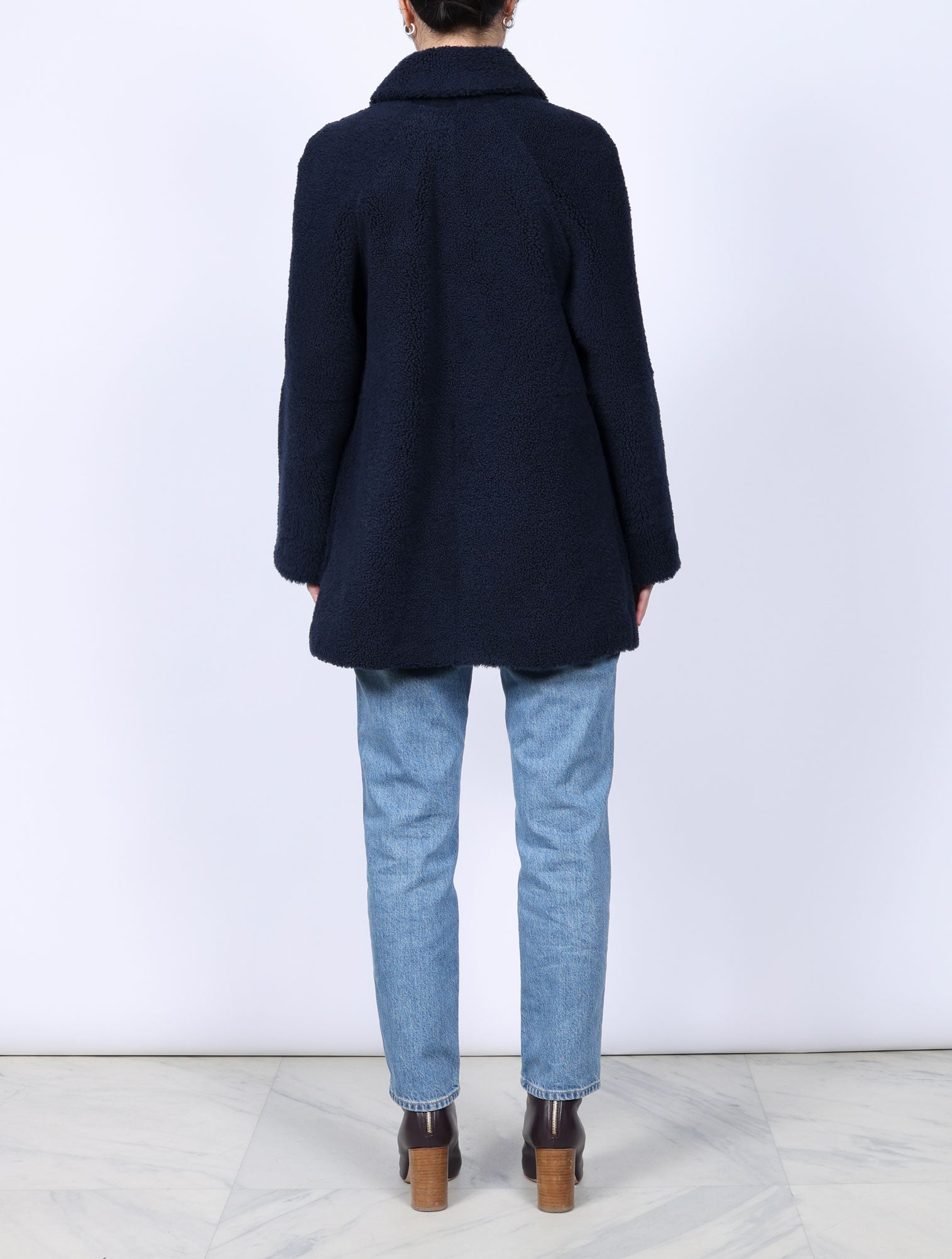 The Olive Curly Shearling Notch Collar Jacket