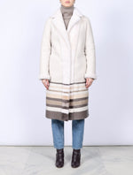 Reversible Merino Shearling Intarsia Striped Coat