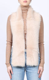 Toscana Shearling Raw Edge Scarf in Sesame