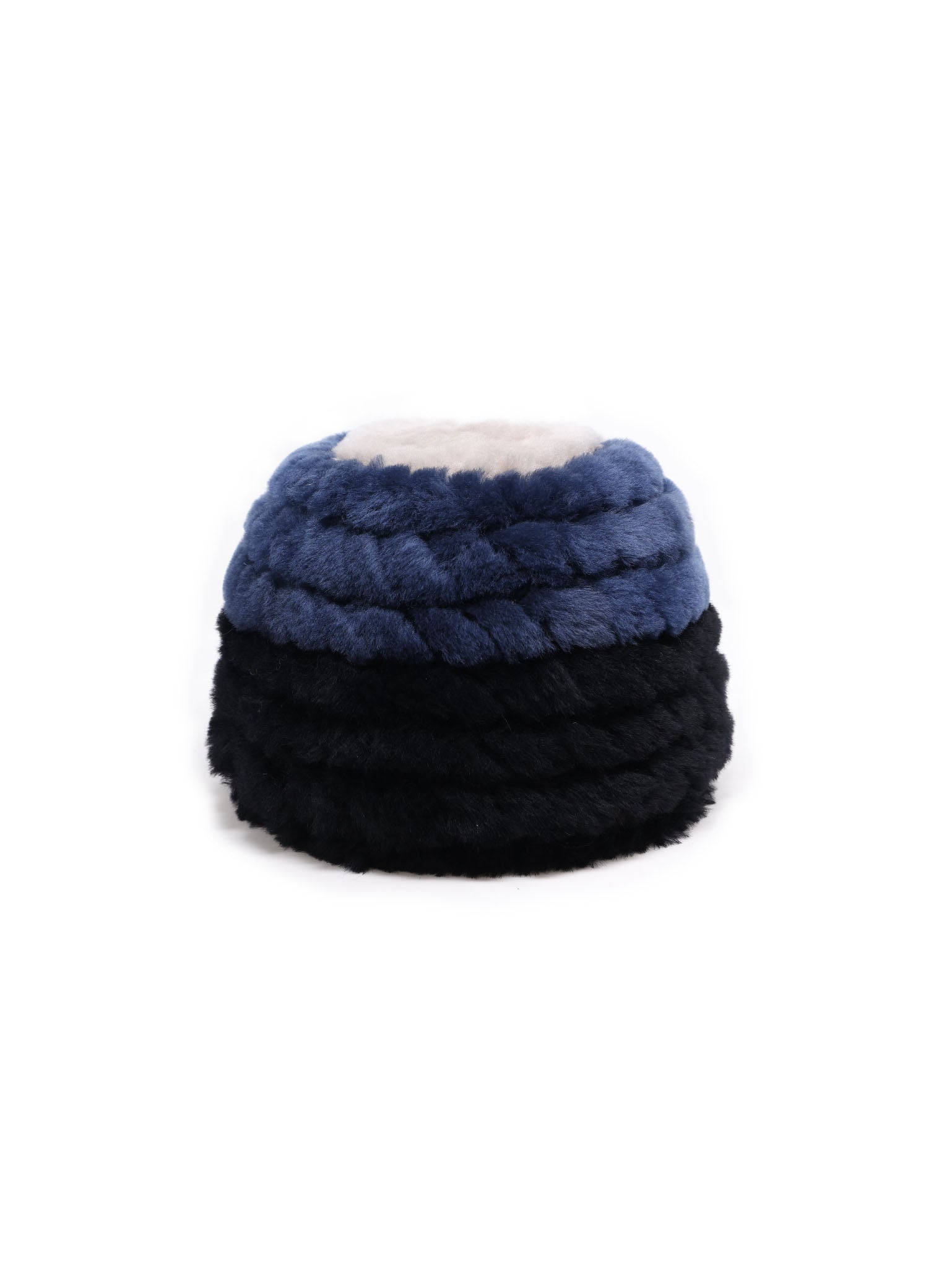 Tri-Color Knitted Shearling Hat