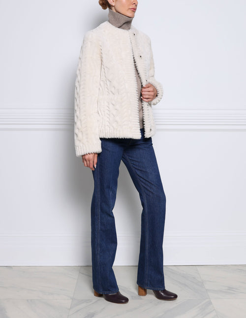 The Wrenley Cable Knit Grooved Shearling Jacket see
