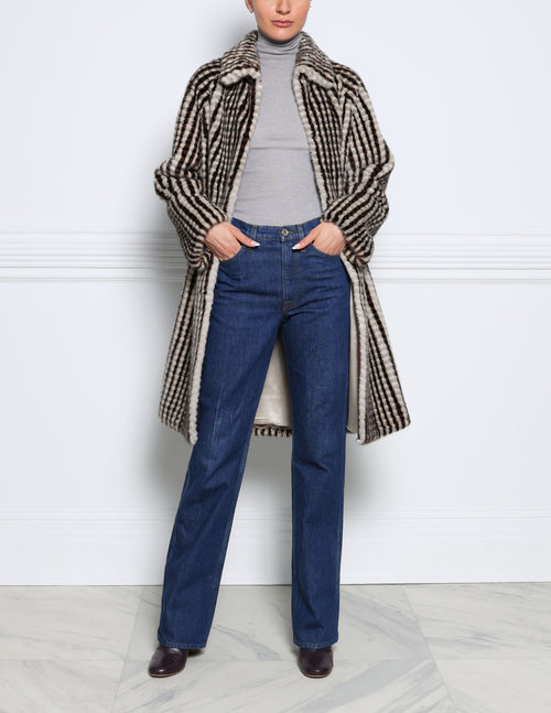 The Parker Tweed Intarsia Mink Fur Coat