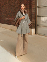 The Jayden Double Face Cashmere Cape with Sable Fur Trim