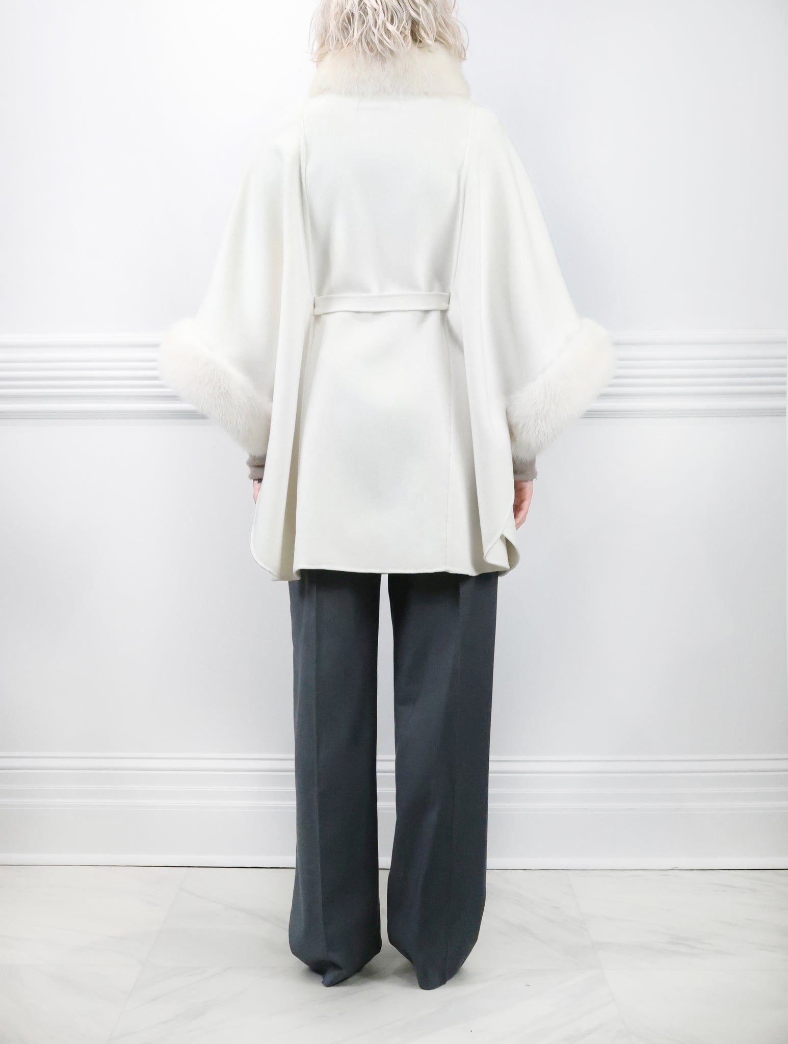 The Jayden Double Face Cashmere Cape with Sable Fur Trim