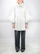 The Jayden Double Face Cashmere Cape with Sable Fur Trim