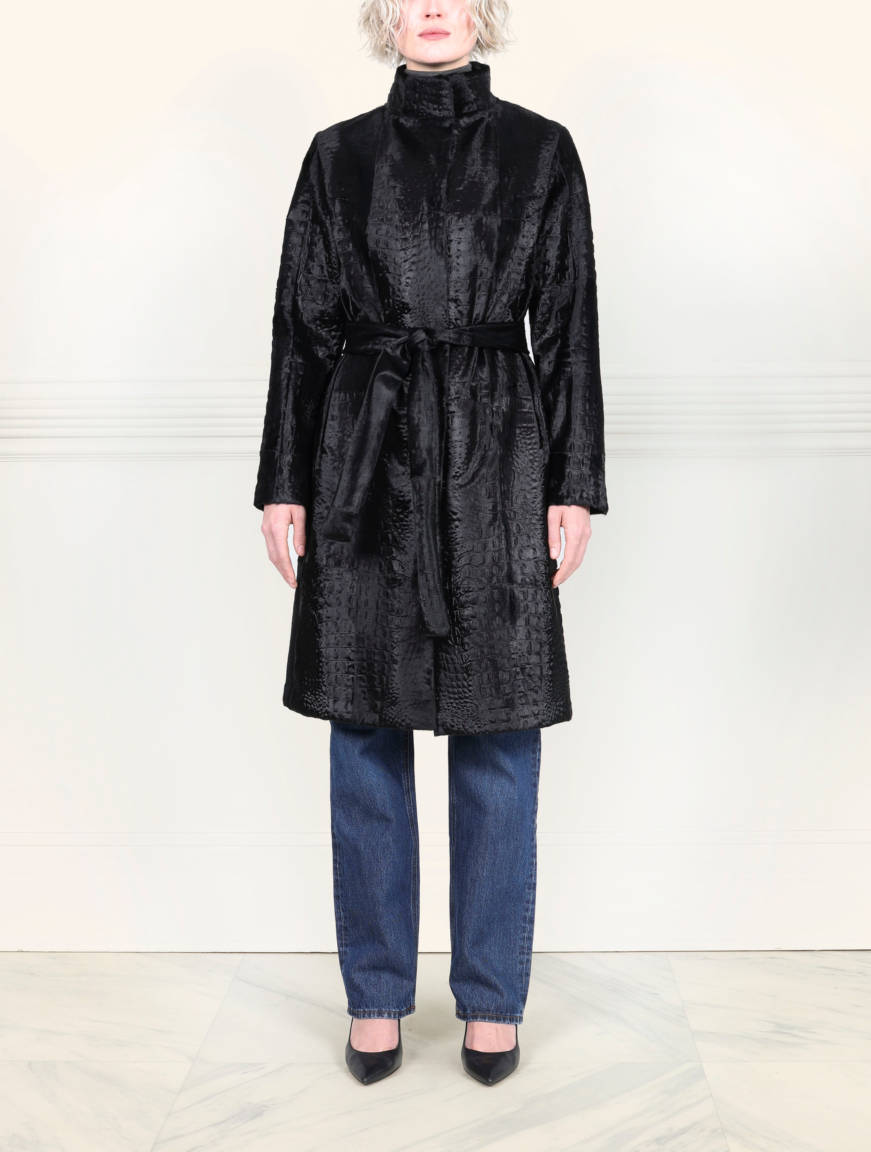 The Linda Coat in Embossed Lamb