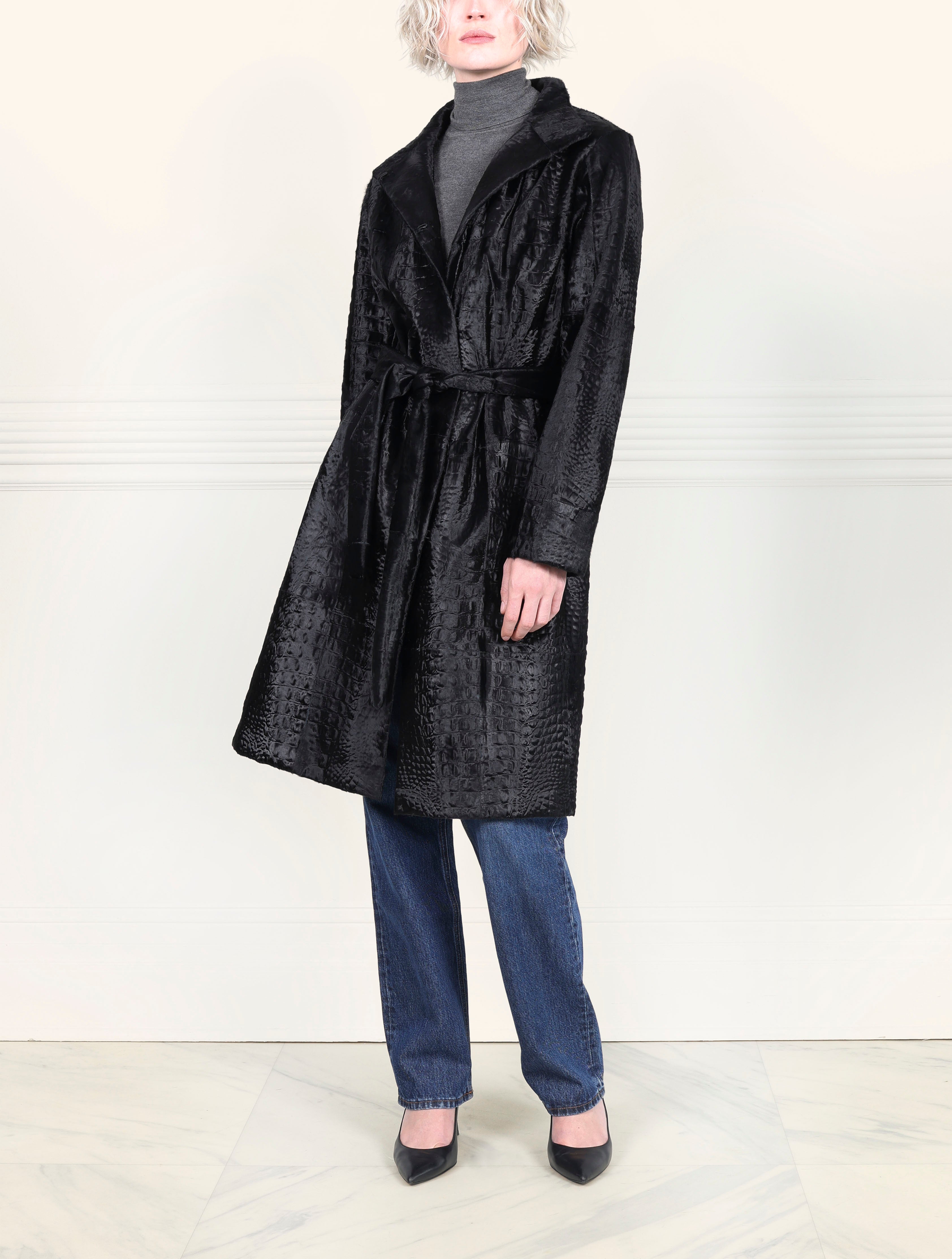 The Linda Coat in Embossed Lamb