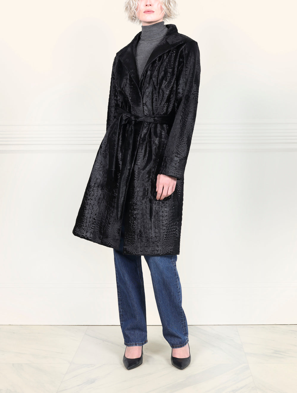 The Linda Coat in Embossed Lamb