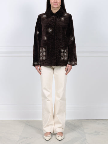 The Skye Shearling Jacket With Crystal Starbursts