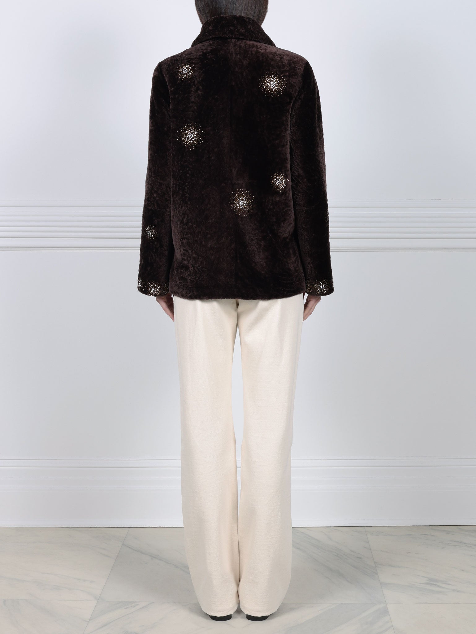 The Skye Shearling Jacket With Crystal Starbursts