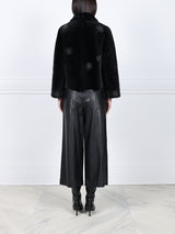 The Anastasia Reversible Crop Shearling Jacket with Crystal Starbusts