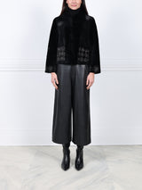 The Anastasia Reversible Crop Shearling Jacket with Crystal Starbusts