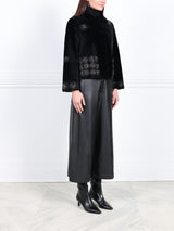The Anastasia Reversible Crop Shearling Jacket with Crystal Starbusts