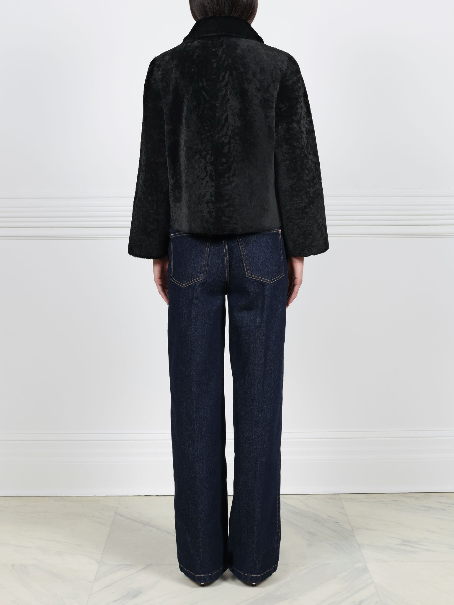 The Anastasia Reversible Crop Shearling Jacket