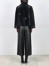 The Anastasia Reversible Crop Shearling Jacket with Crystal Starbusts
