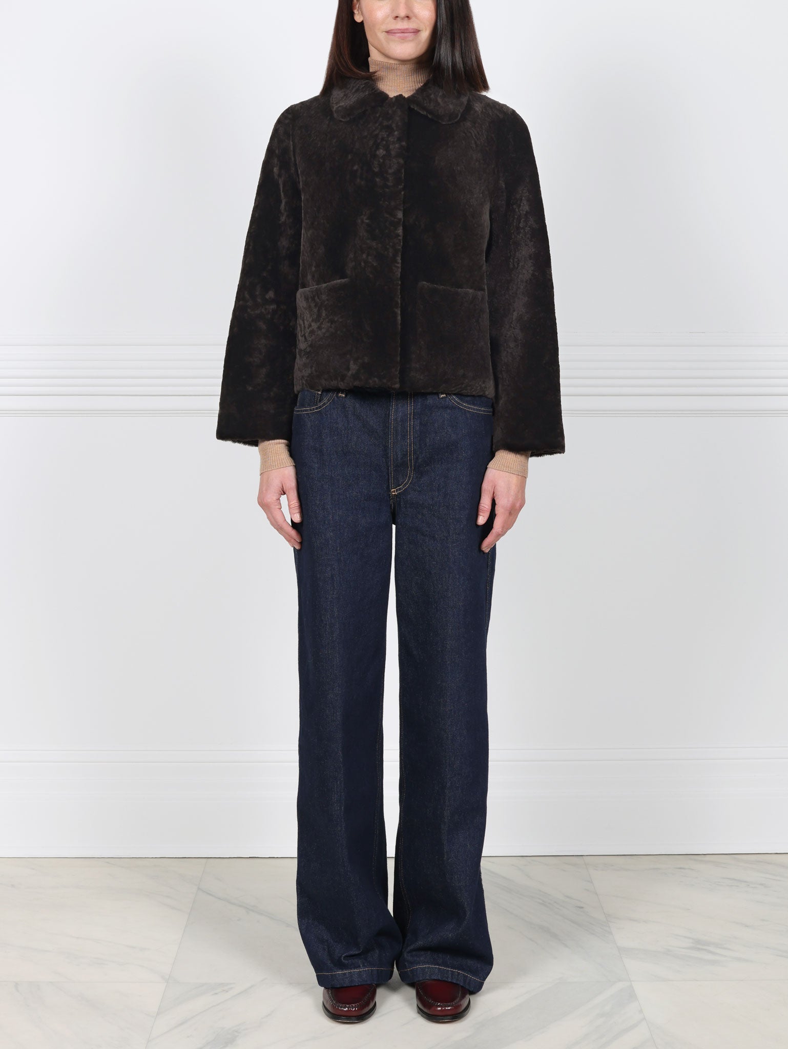The Anastasia Reversible Crop Shearling Jacket