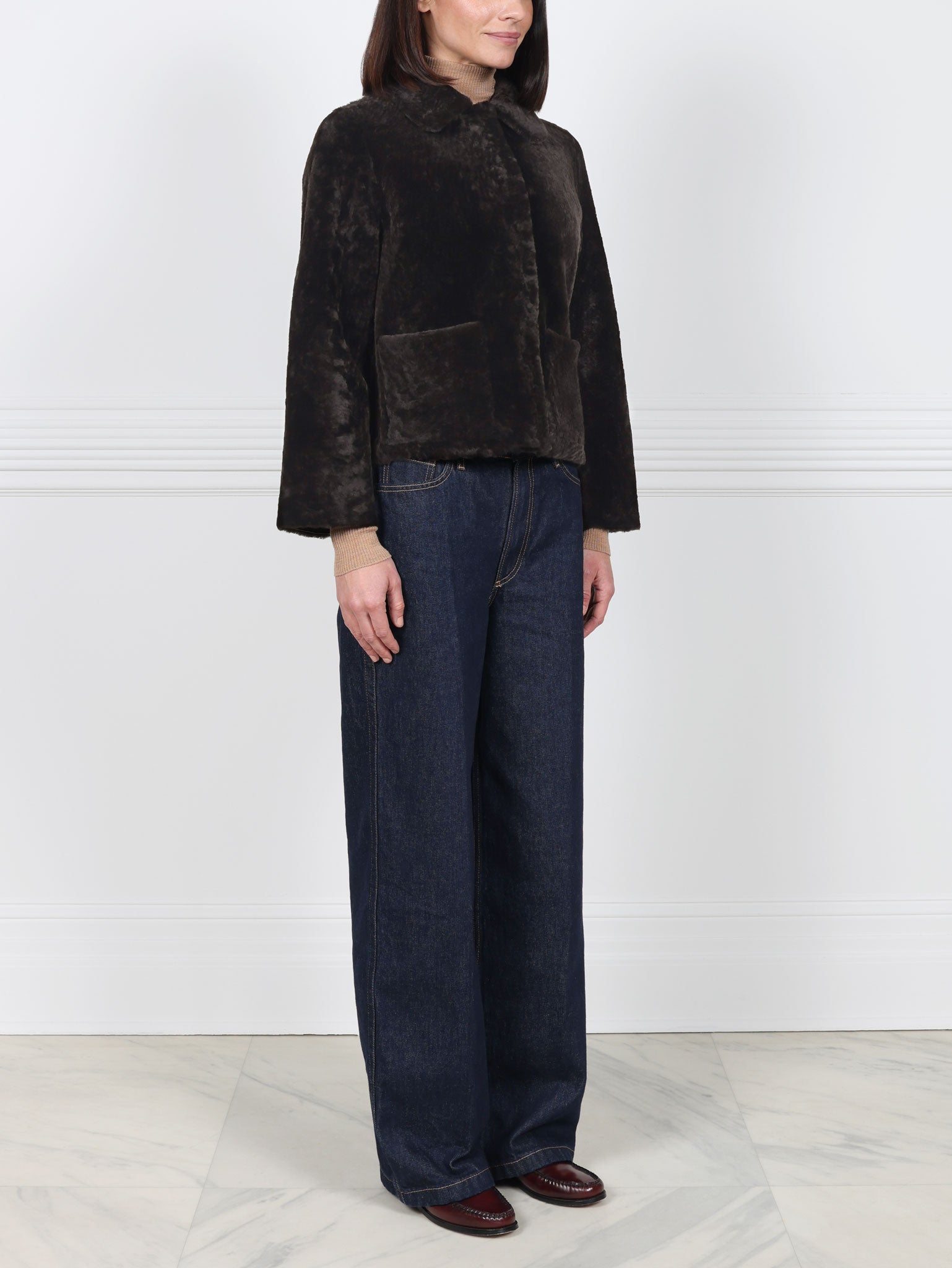 The Anastasia Reversible Crop Shearling Jacket